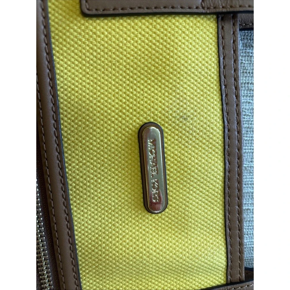 Michael Kors Jetset Bright Yellow Canvas With‎ Brown Trim